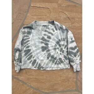 Abercrombie & Fitch green cream tie-dye garment dyed sweatshirt sz S oversized
